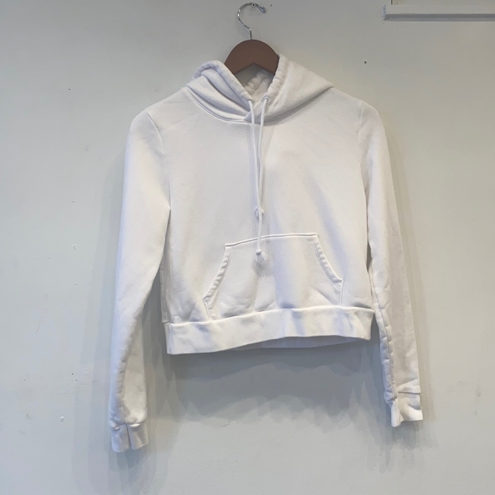 Aritzia Sunday Best Size XS White Hoodie Sweater Cropped Long Sleeve Sweatshirt - Picture 1 of 5
